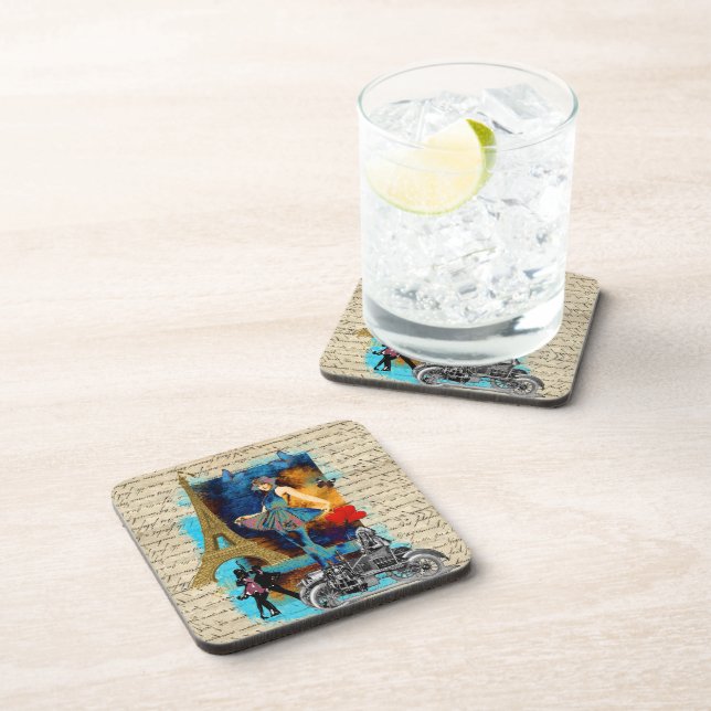Romantic vintage Paris collage Coaster (Right Side)