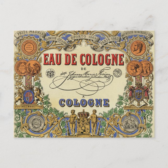 Romantic Vintage Parisian Perfume Label. Postcard (Front)