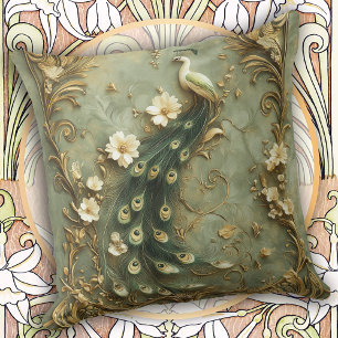 Romantic Vintage Peacock Throw Pillow