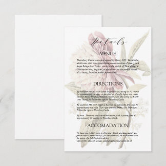 Romantic Vintage Peony Wedding Details Enclosure Card