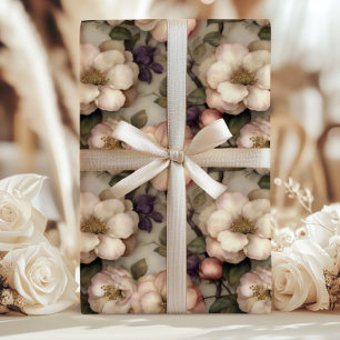 Romantic Vintage Pink and Cream Floral Garden  Wrapping Paper Sheet