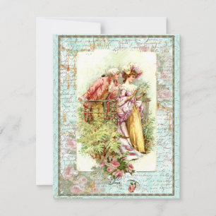 Romantic Vintage Regency Couple with Roses
