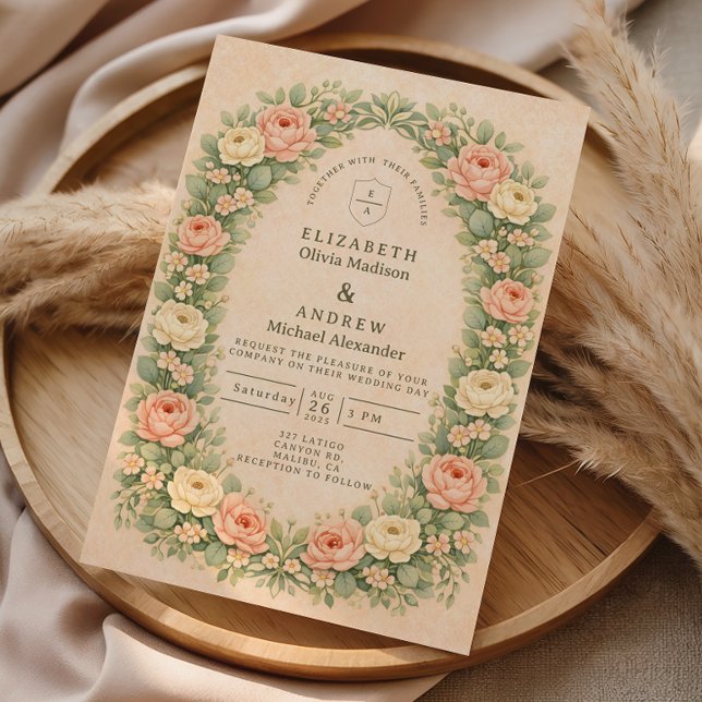 Romantic Vintage Rose Arch Wedding Invitation (Creator Uploaded)