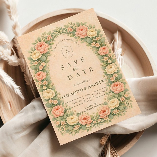 Romantic Vintage Rose Arch Wedding Save The Date (Creator Uploaded)