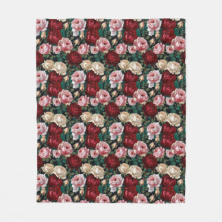 Romantic vintage rose fleece blanket
