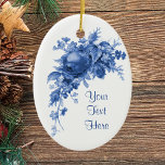 Romantic Vintage Rose In Blue Ceramic Ornament<br><div class="desc">Romantic,  vintage rose in blue.  *Text templates at right for your convenience.</div>