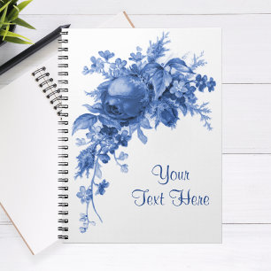 Romantic Vintage Rose In Blue Notebook