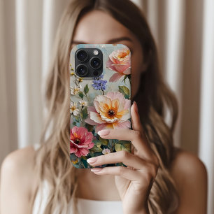 Romantic Vintage Roses in Pink and Peach Garden iPhone 16 Pro Max Case