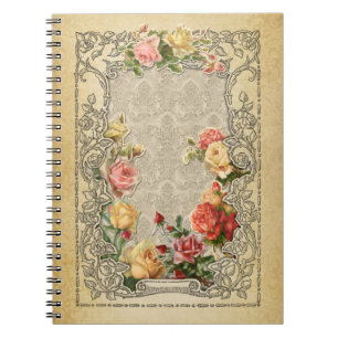 Romantic Vintage Sculpted Style Roses Notebook