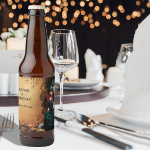 Romantic Vintage Steampunk Victorian Wedding Beer Bottle Label