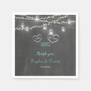 Romantic Vintage String Lights Chalkboard I DO BBQ Napkin