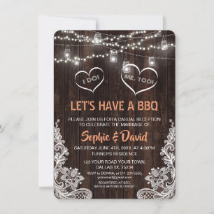 Romantic Vintage String Lights Old Barn I DO BBQ Invitation