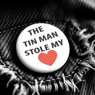 Romantic Vintage Tin Man Wizard of Oz Heart 3 Inch Round Button