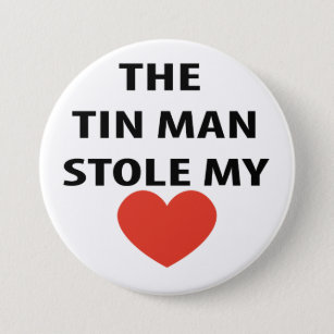 Romantic Vintage Tin Man Wizard of Oz Heart 3 Inch Round Button