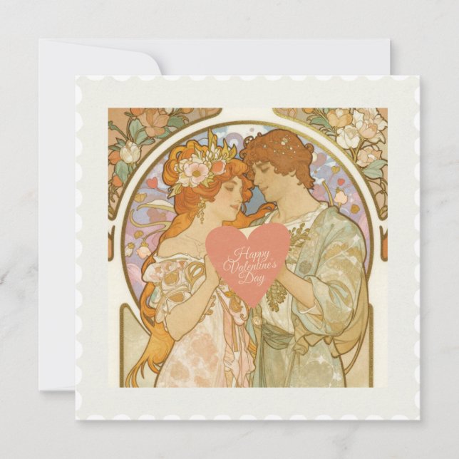 Romantic Vintage Valentine's Day Holiday Card (Front)