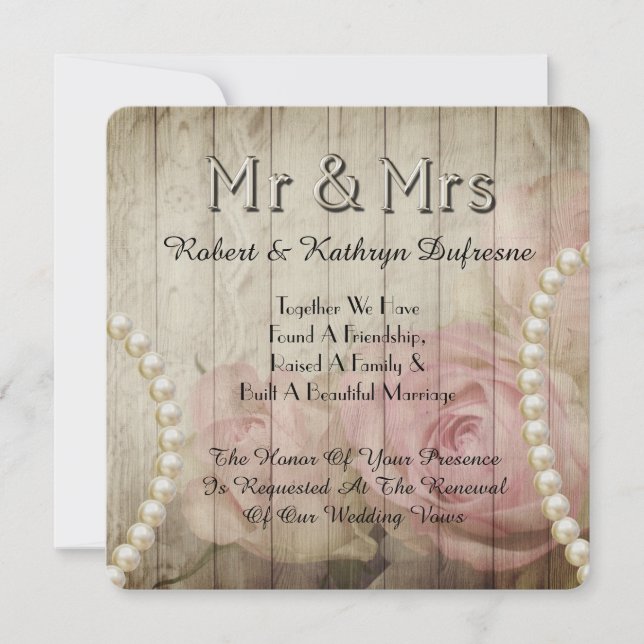 Romantic & Vintage Wedding Vow Renewal Invitation (Front)