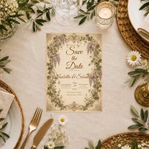 Romantic Vintage Wisteria Wedding Save The Date