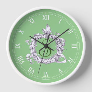 Romantic, Vintage Wreath Personalized Clock