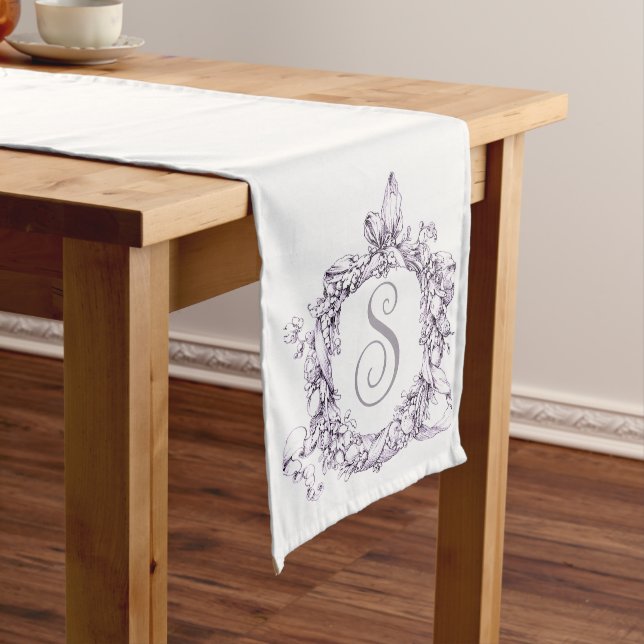 Romantic, Vintage Wreath Personalized  Medium Table Runner (In Situ)