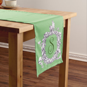 Romantic, Vintage Wreath Personalized Short Table Runner