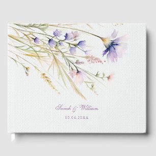 Romantic violet floral Wedding Guest Book