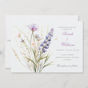 Romantic violet floral Wedding Invitation