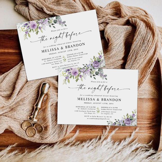 Romantic Violet Flower Rehearsal Dinner Invitation (Creator Uploaded)