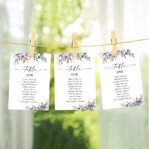 Romantic Violet Flower Table Seating Chart Cards