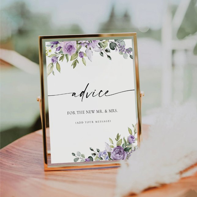 Romantic Violet Flowers Advice Sign (Creator Uploaded)