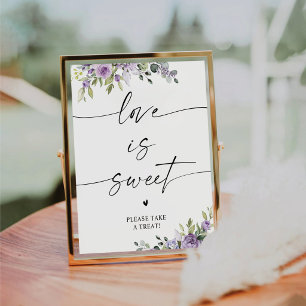 Romantic Violet Flowers Love Is Sweet Sign