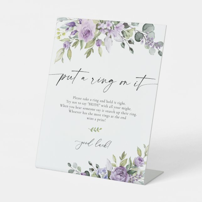 Romantic Violet Flowers Put A Ring On It Sign (Front)