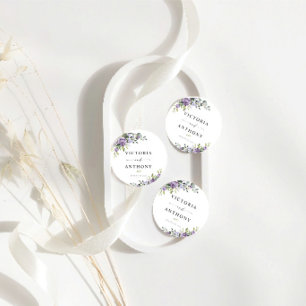 Romantic Violet Flowers Round Wedding Coaster