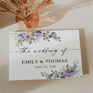 Romantic Violet Flowers Wedding Guest Book