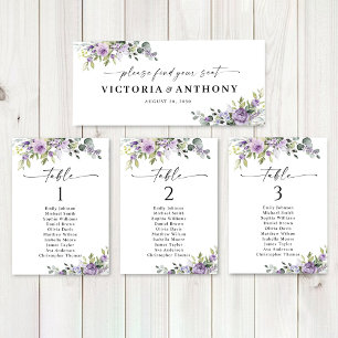 Romantic Violet Flowers Wedding Head Table Sign