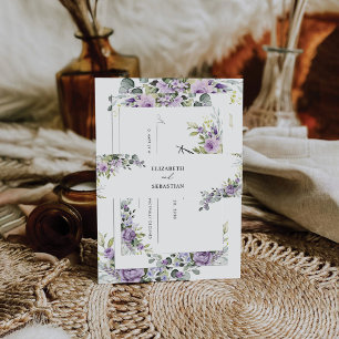 Romantic Violet Flowers Wedding Invitation Belly Band