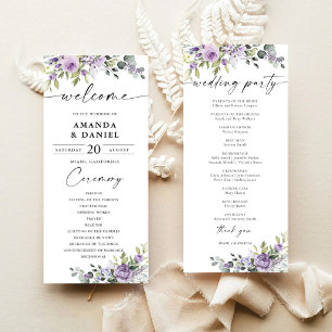 Romantic Violet Flowers Wedding Program