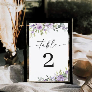 Romantic Violet Flowers Wedding Table Numbers