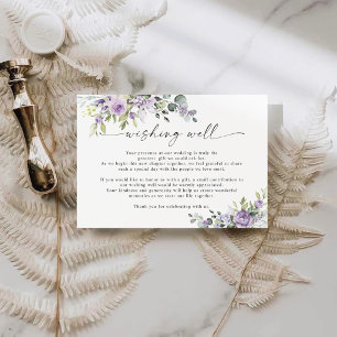 Romantic Violet Flowers Wedding Wishing Well Card