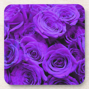 romantic violet purple roses, pretty rose bouquet coaster