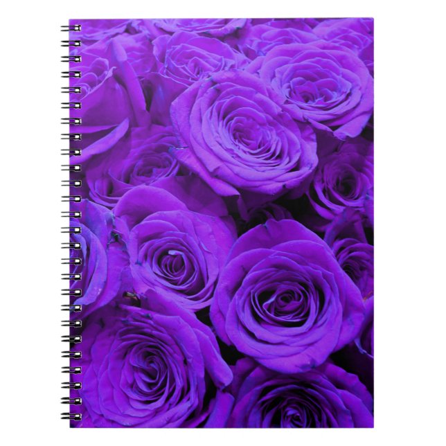 romantic violet purple roses, pretty rose bouquet notebook (Front)