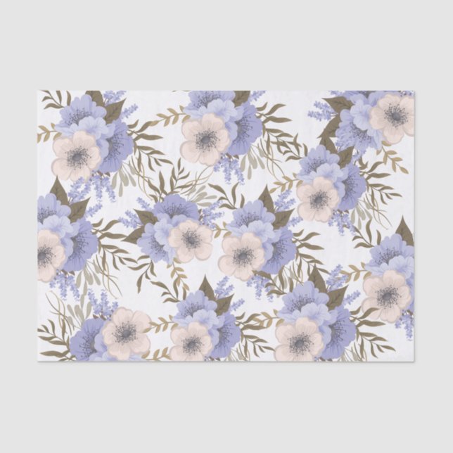 Romantic Violet & Sage Botanical Floral Tissue Paper (Front)