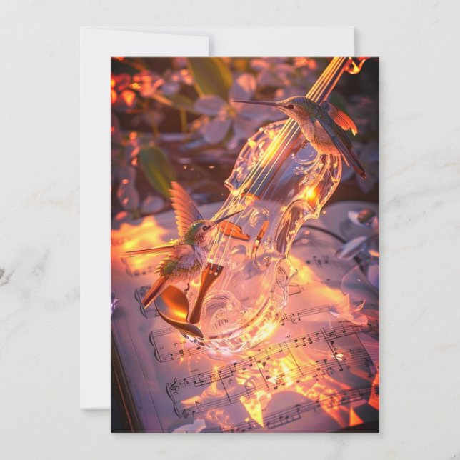 Romantic Violin & Bird Wedding Invitation | Music  (Front)