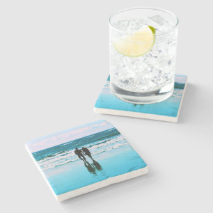 Romantic Walk on the Beach - Marble Coaster