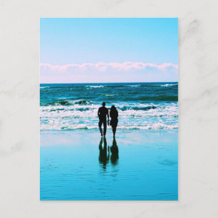 Romantic Walk on the Beach Postcard