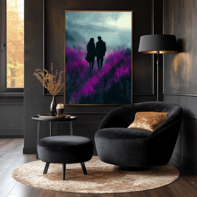 Romantic Walk Through Purple Fields in Charcoal  Poster (Creator Uploaded)