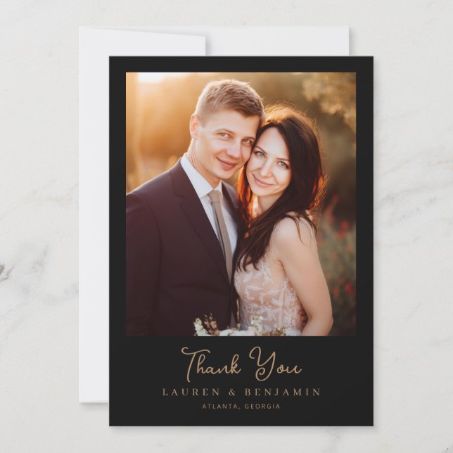 Romantic Warm Photo Thank You Card (Front)