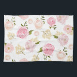 Romantic Watercolor Blush Peonies Floral Pattern Kitchen Towel<br><div class="desc">Elegant and whimsical kitchen towel featuring blush pink peonies,  roses,  and floral accents. This floral pattern towel will be perfect as accent to your kitchen.</div>