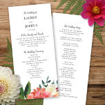 Romantic Watercolor Bouquet | Wedding Ceremony Program<br><div class="desc">This wedding program design features a lovely watercolor dahlia bouquet paired with vintage inspired typography. Together these elements create an rustic yet elegant wedding program that would be perfect for a romantic wedding any time of the year. This design coordinates with our Romantic Watercolor Bouquet wedding suite. See below for...</div>