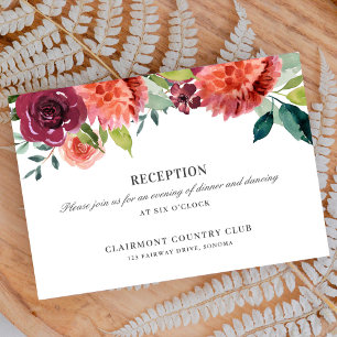Romantic Watercolor Bouquet Wedding Reception  Enclosure Card