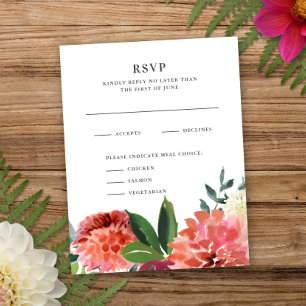 Romantic Watercolor Bouquet Wedding Reply RSVP Card